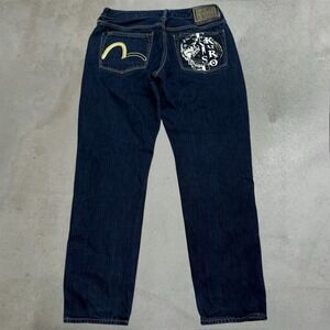 Evisu Kuro Jeans Mens 31x30 Dark Wash Skull Graphic Seagull Logo Streetwear 2017